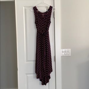 Navy and pink mid calf maxi maternity dress